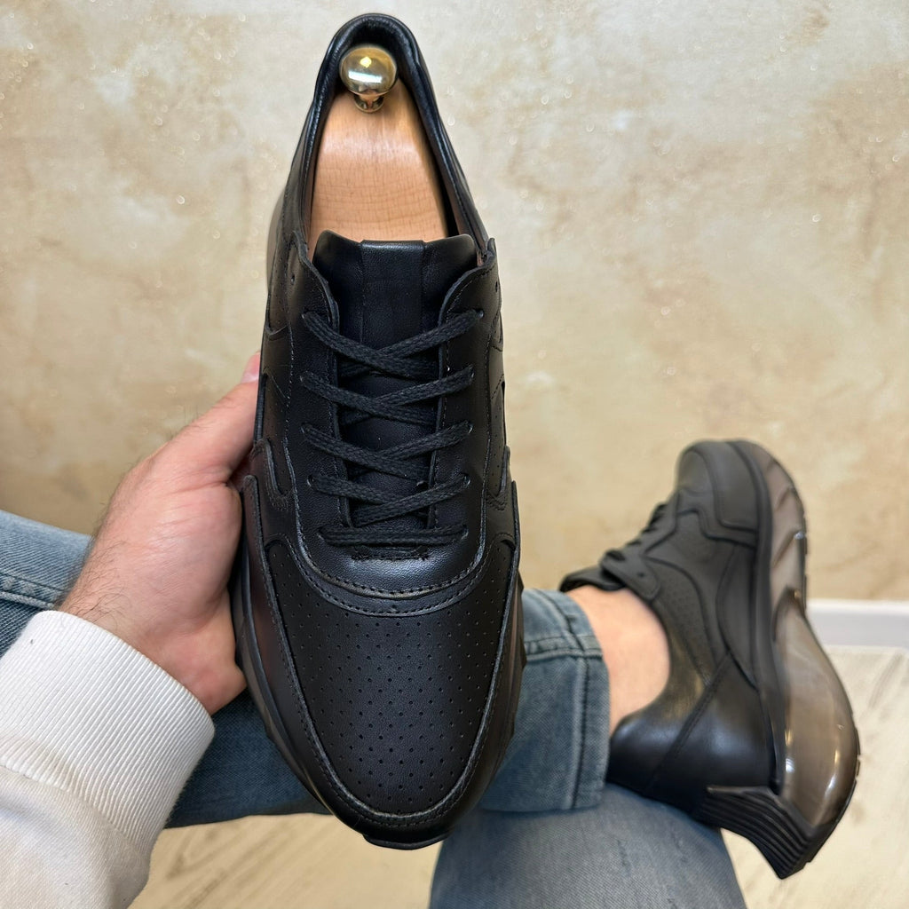 Adidasi barbati , Negru, Best Shoes Usori  si confortabili , Piele Naturala cod 490