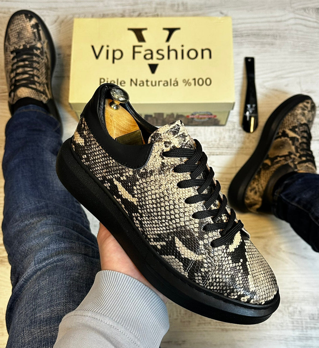 Pantofi Sport Barbati Siret Design Sarpe Piele Naturala 100% COD 916