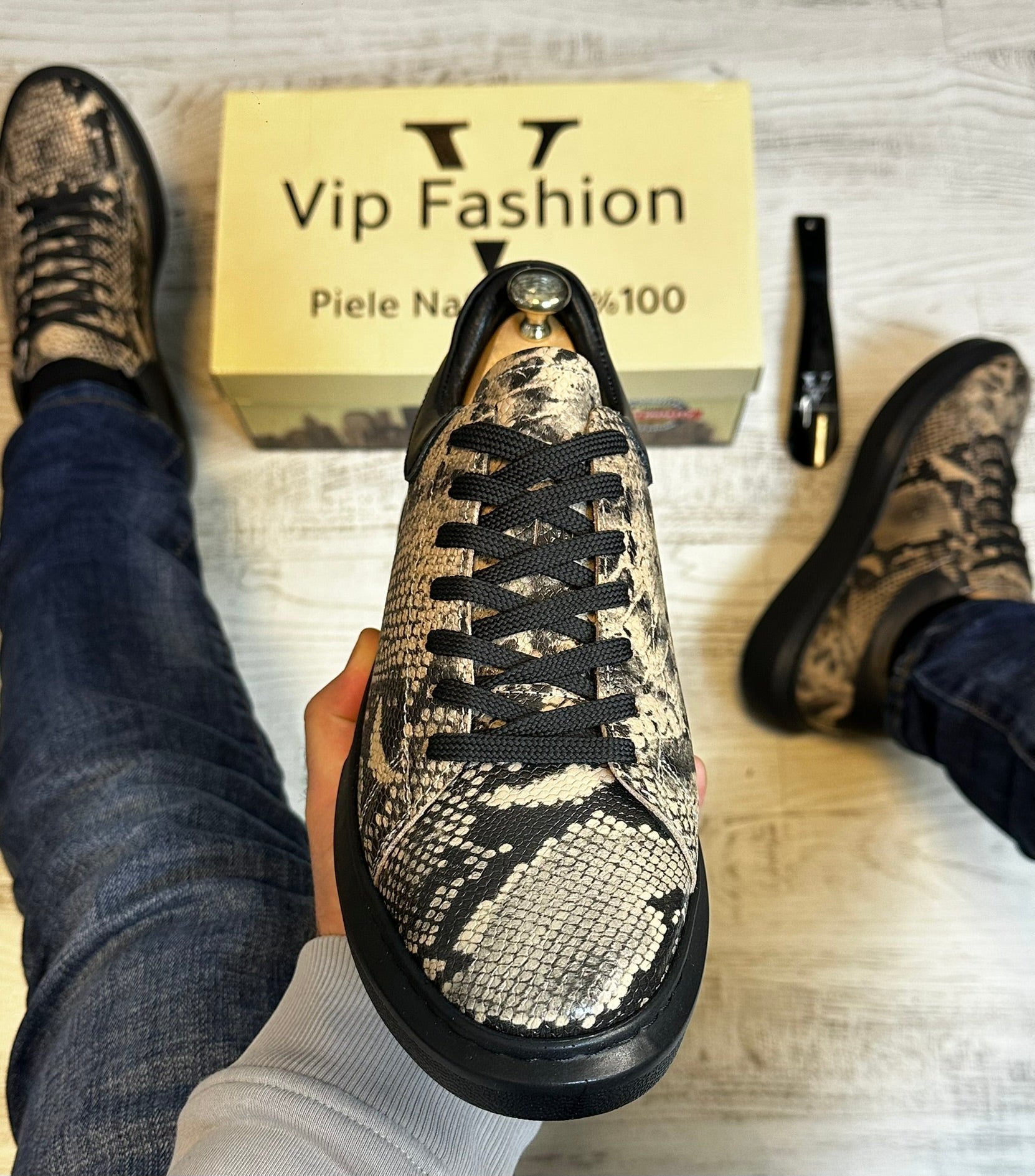 Pantofi Sport Barbati Siret Design Sarpe Piele Naturala 100% COD 916