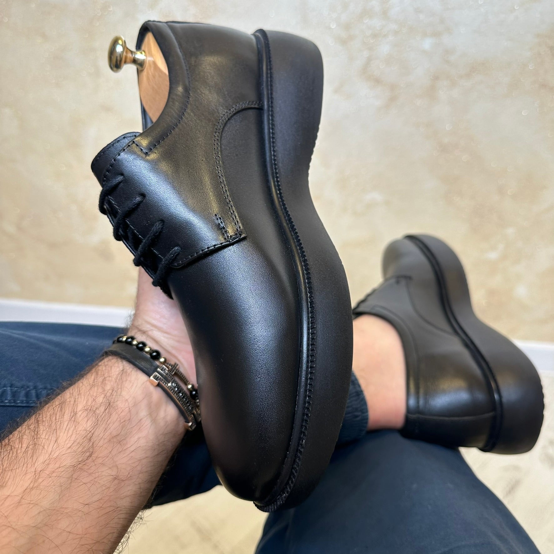 Pantofi Sport  barbati, Negru  usori si confortabili , Piele Naturala cod 538