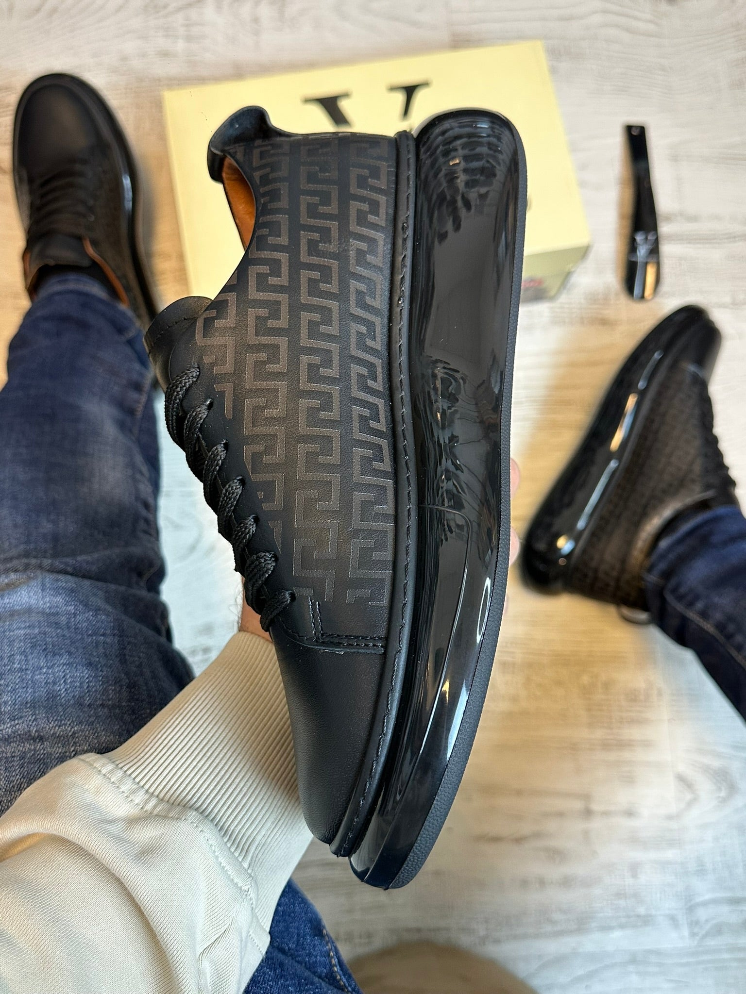 Pantofi Sport Barbati Siret Design VSC NEGRU  Piele Naturala 100% COD 932