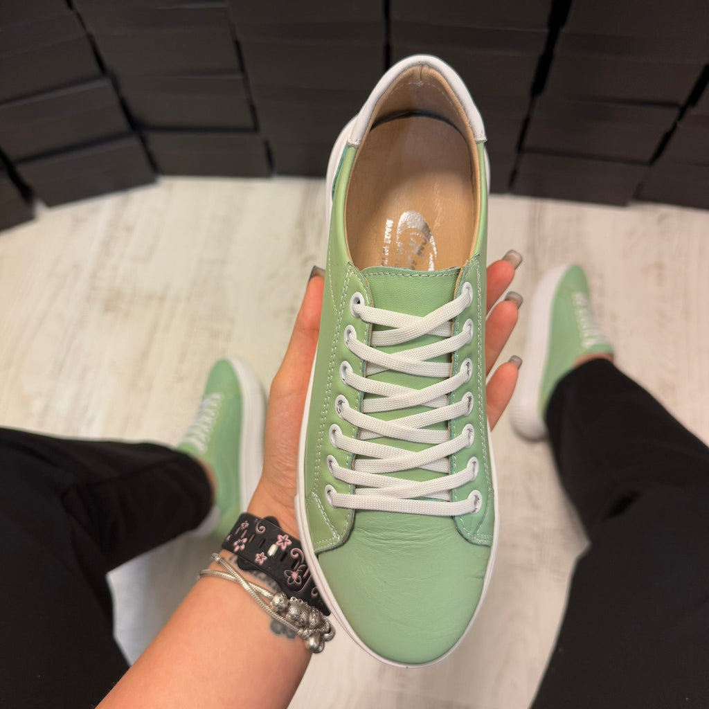 Pantofi damă casual cu șiret din piele naturală Green Cod 718
