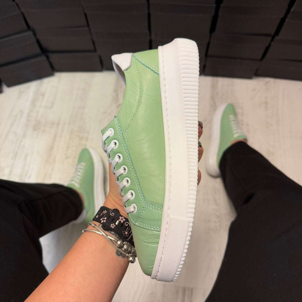 Pantofi damă casual cu șiret din piele naturală Green Cod 718