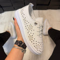 Pantofi damă casual cu șiret elasic din piele naturală White Cod 724