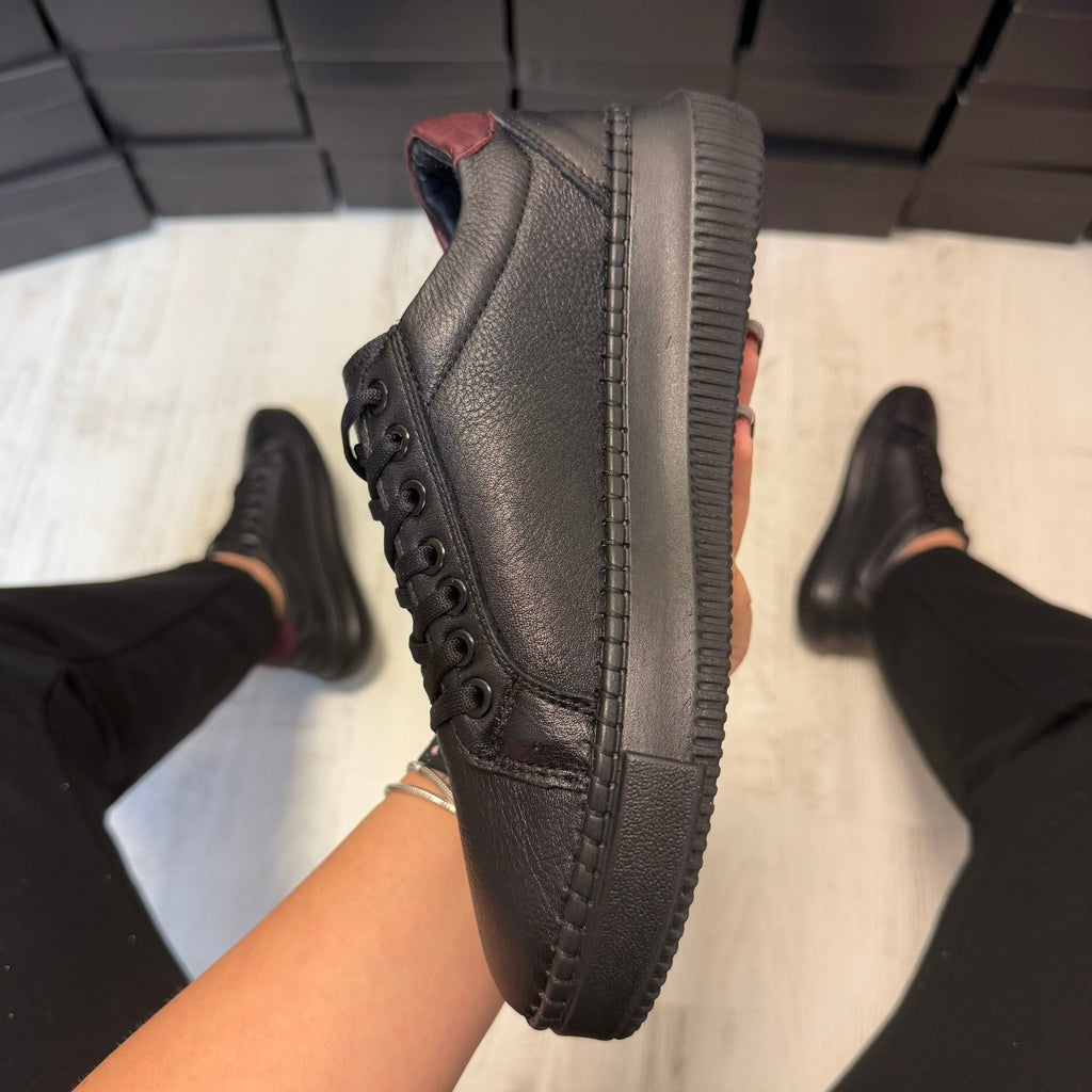 Pantofi damă casual cu șiret din piele naturală Black-V Jens Cod 722