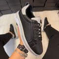 Pantofi damă casual cu șiret din piele naturală Negru-Ar Cod 727