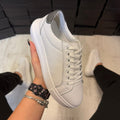 Pantofi damă casual cu șiret din piele naturală White Jens Cod 721