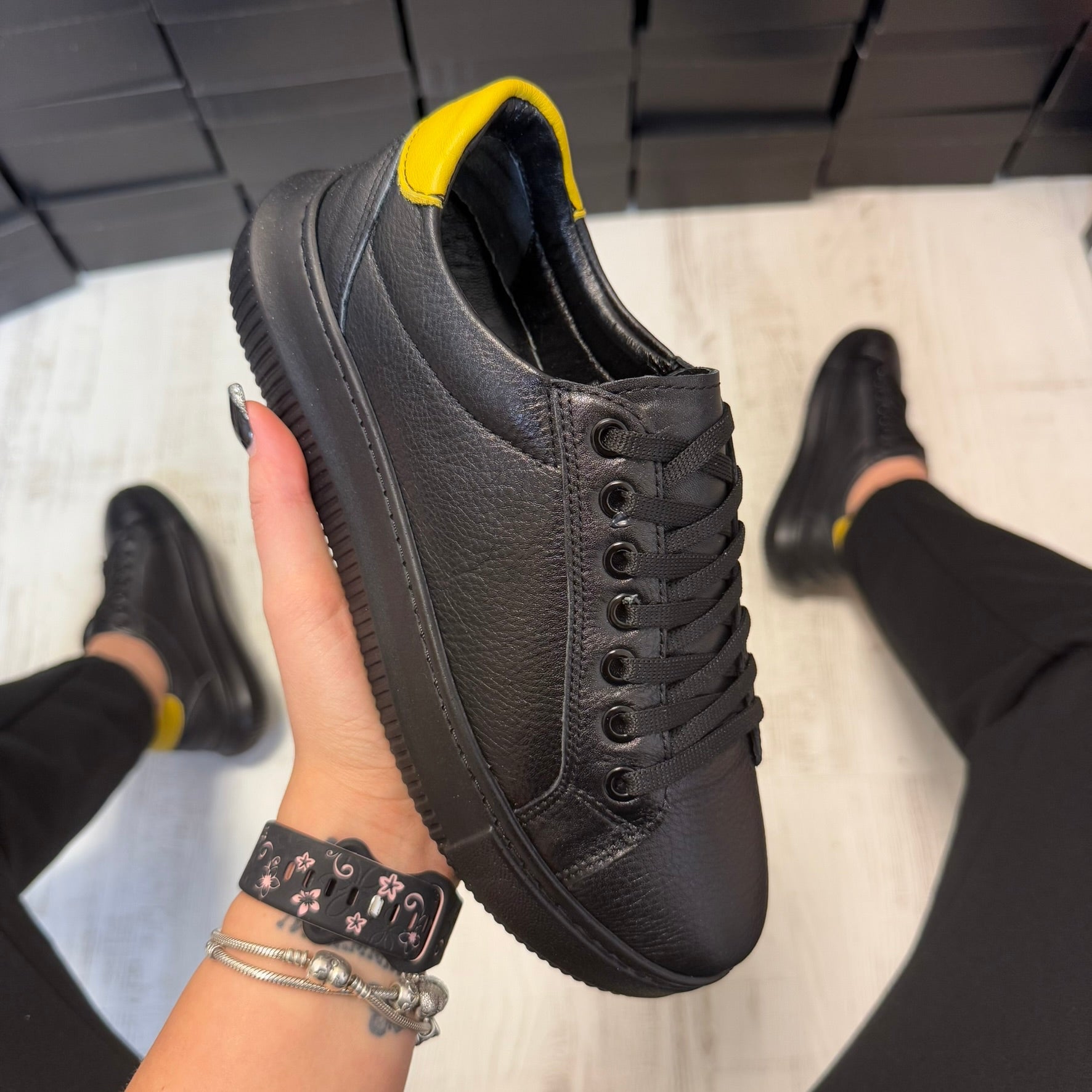 Pantofi damă casual cu șiret din piele naturală Black-G Jens Cod 720