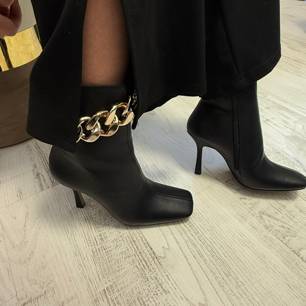 Botine Dama Negru cu lant sus 1153