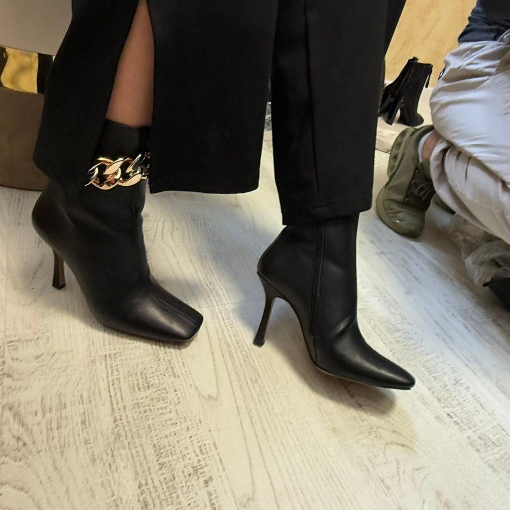 Botine Dama Negru cu lant sus 1153