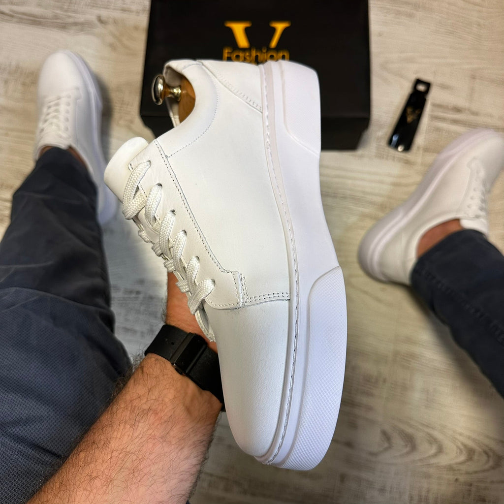 Pantofi Sport Barbati Siret FASHION Alb talpa alba  Piele Naturala  COD 776