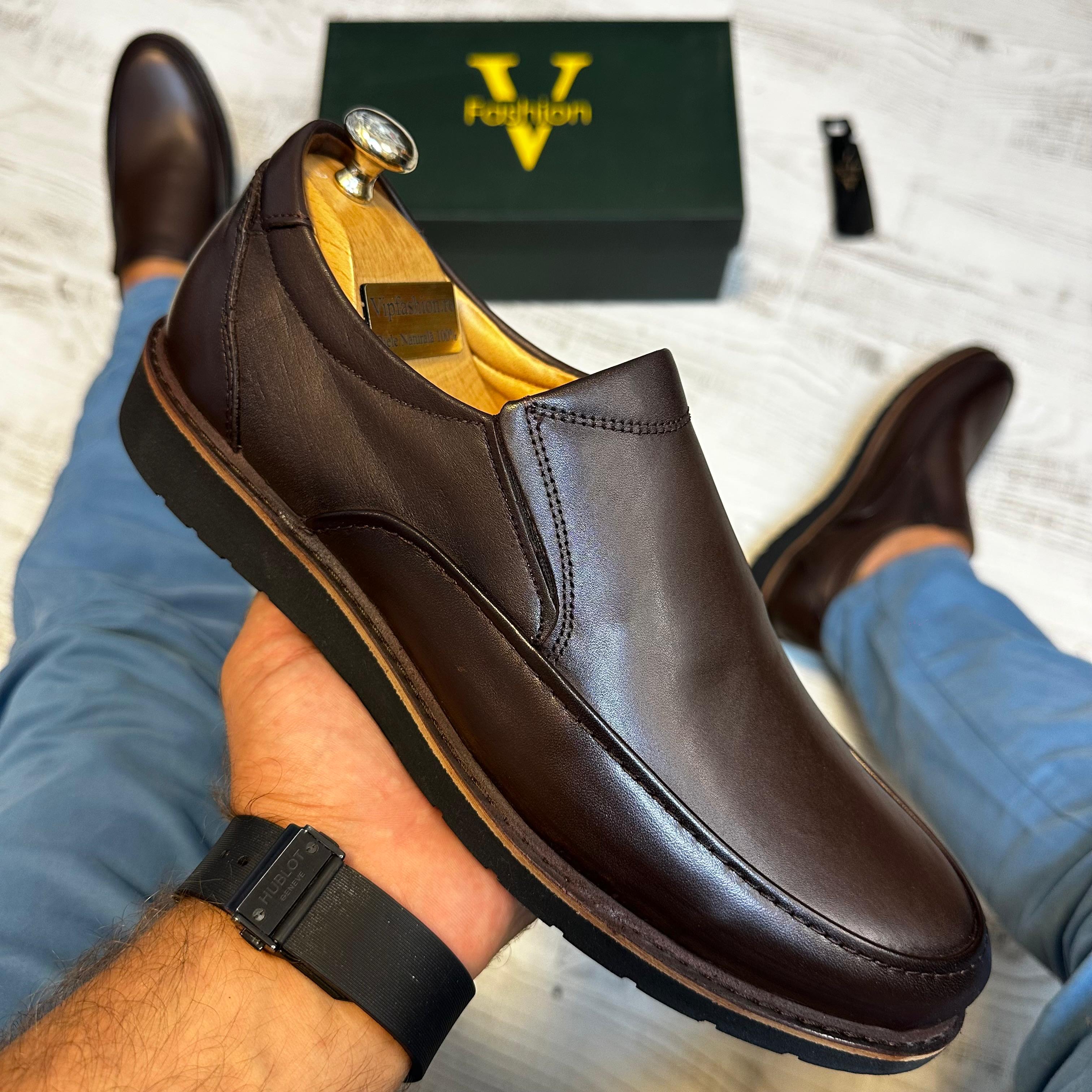 Pantofi Clasic Style Maro  Piele Naturala Barbati COD 780