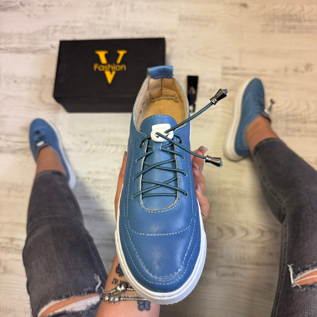 Pantofi damă casual cu șiret elastic din piele naturală Cod 749