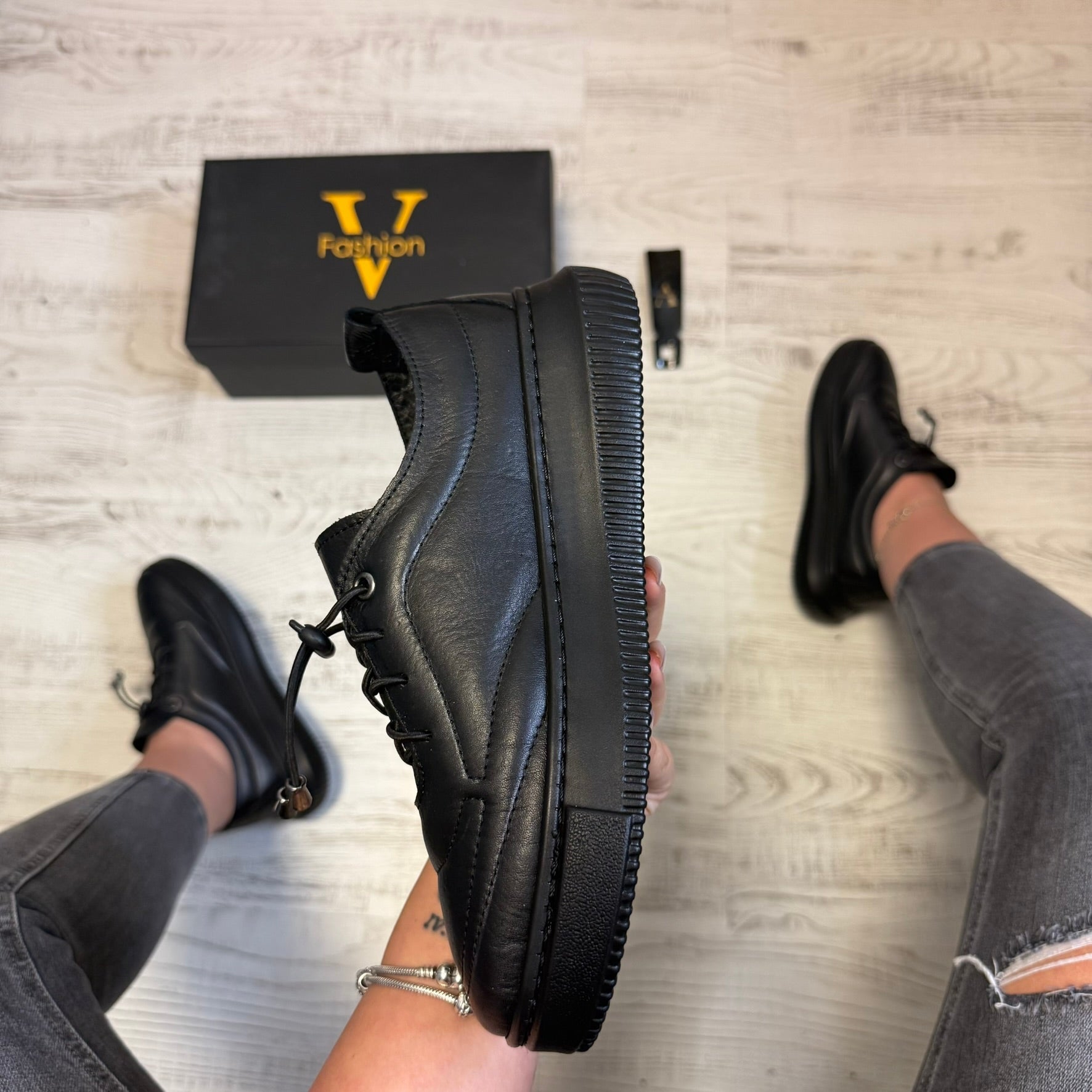 Pantofi damă casual cu șiret elastic din piele naturală Cod 748