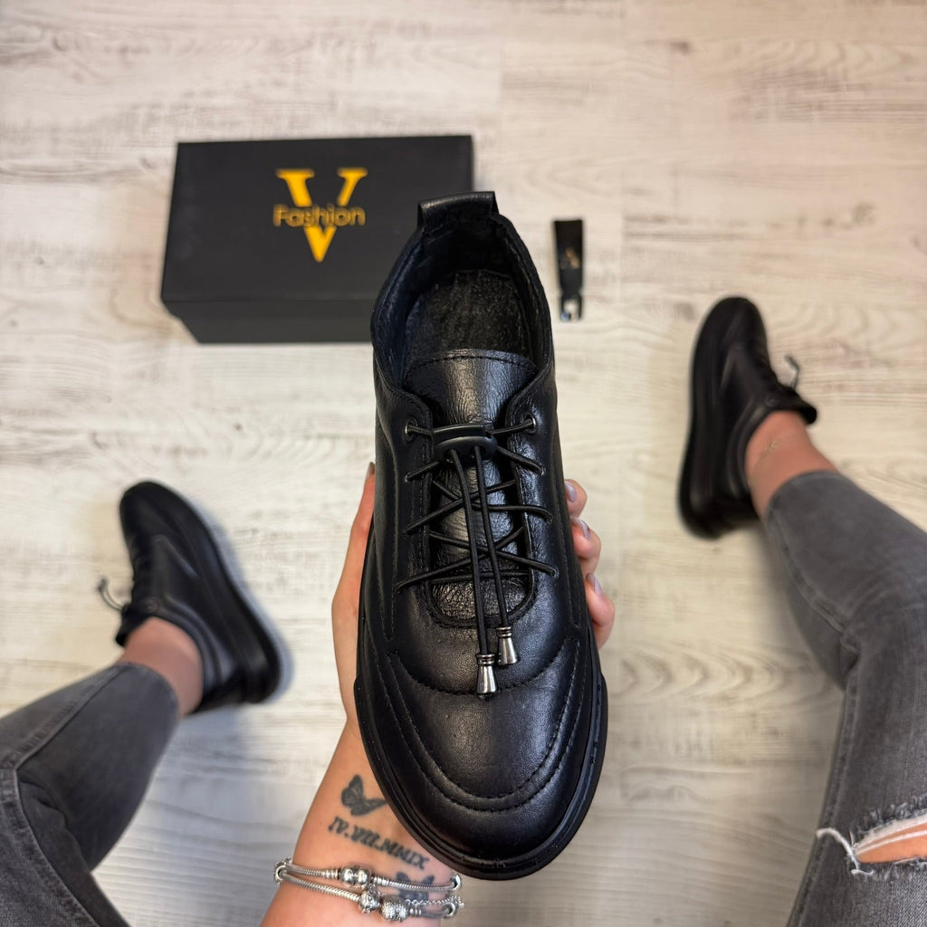Pantofi damă casual cu șiret elastic din piele naturală Cod 748