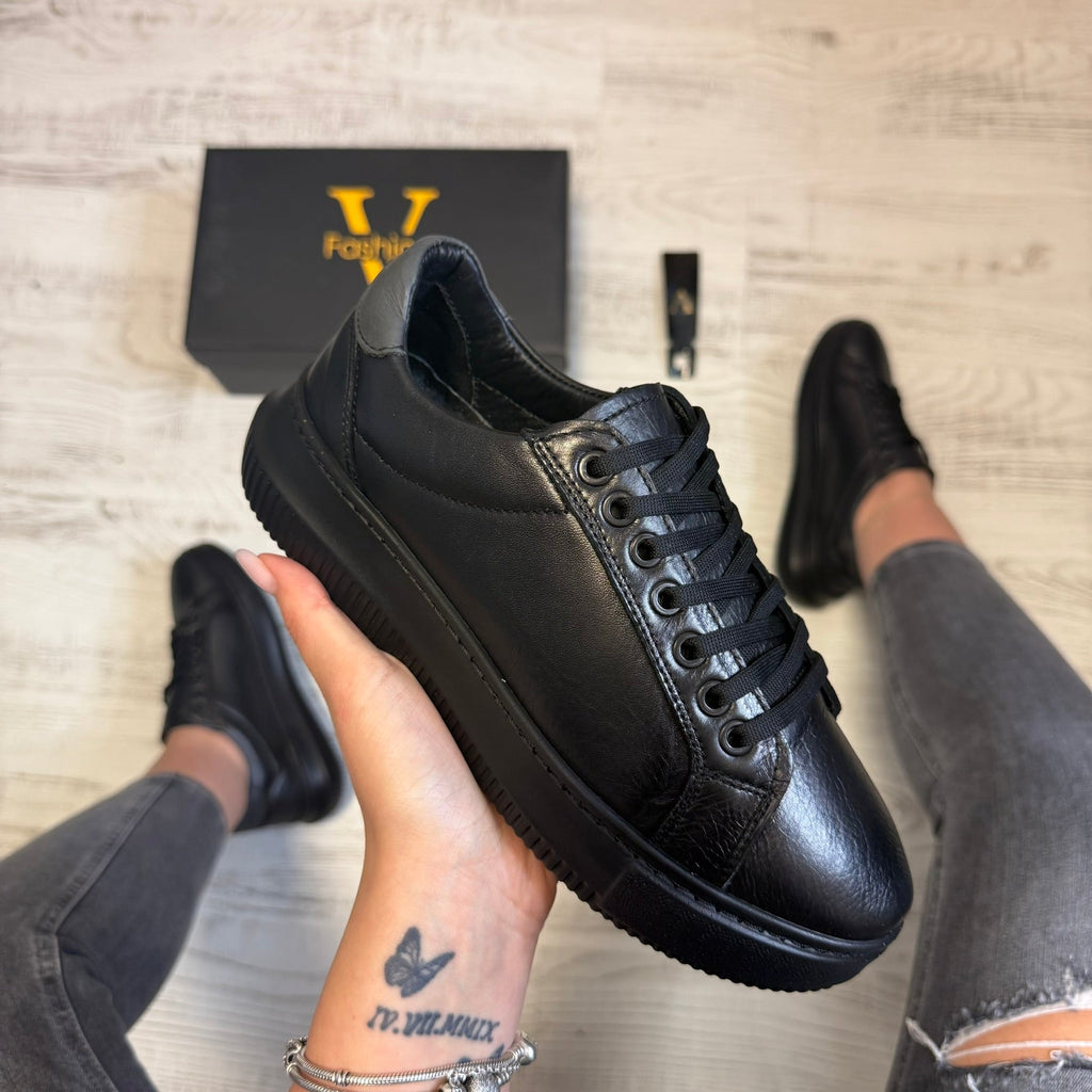 Pantofi damă casual cu șiret elastic din piele naturală Cod 755