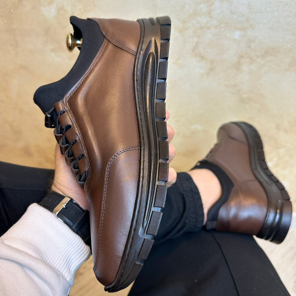 Pantofi Sport Casual barbati, NEGRU Cusuti ,  usori si confortabili , Piele Naturala cod 663