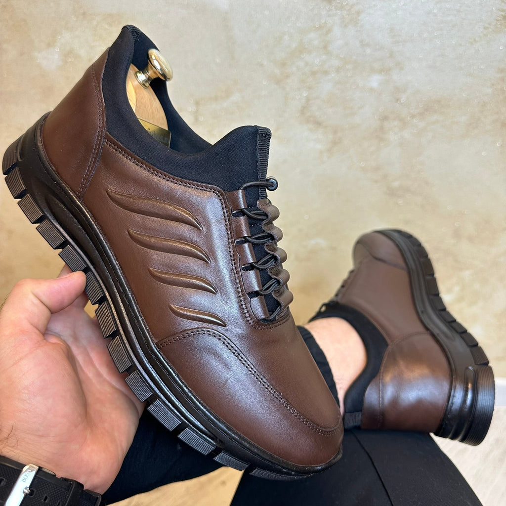Pantofi Sport Casual barbati, NEGRU Cusuti ,  usori si confortabili , Piele Naturala cod 663